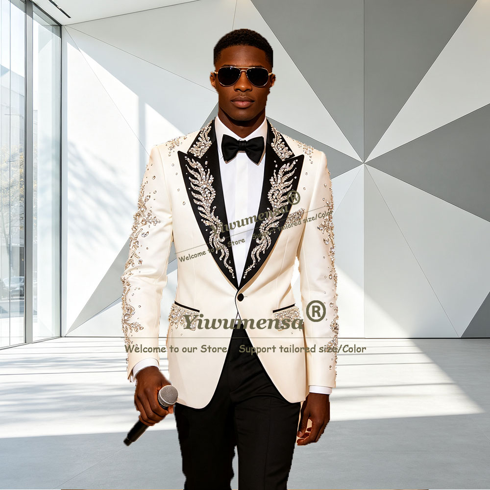 Mens Grooming Kit Luxury - Luxury Crystals Beading Sequin Suit Men