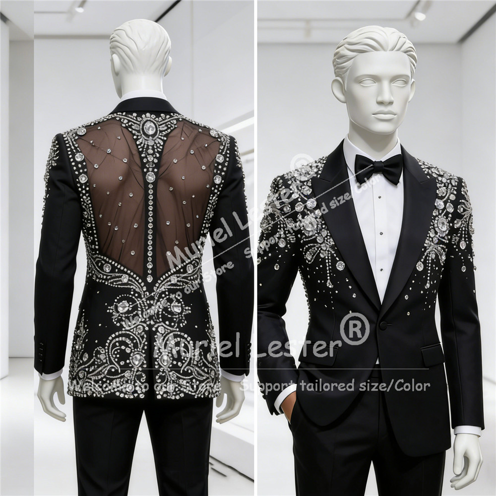 Mens Grooming Kit Luxury - Luxury Rhinestones Beaded Suits Men Exclusive