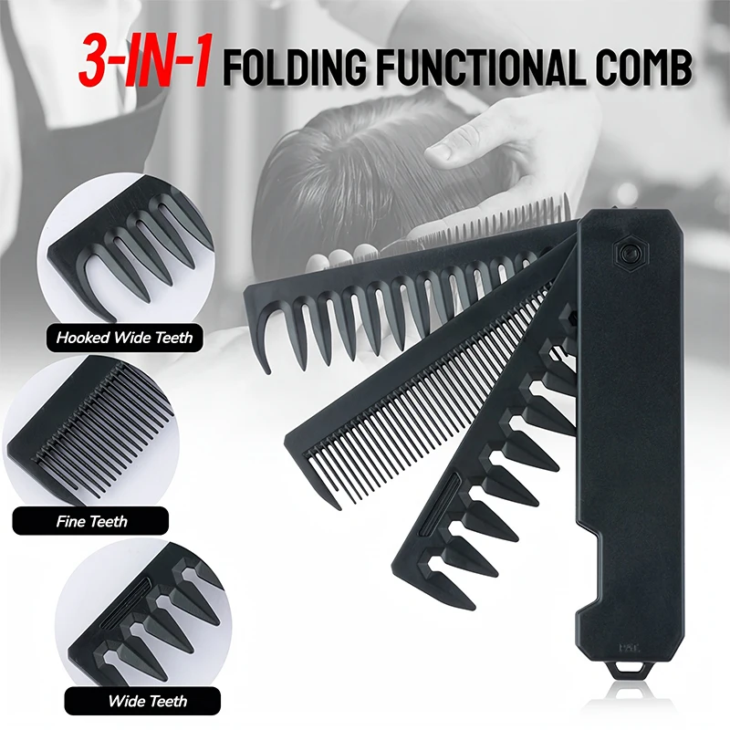 3-in-1 Folding Beard Comb for  - Mens Grooming Box 评论和价格